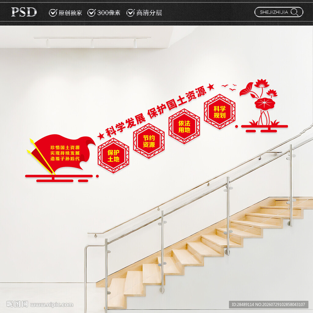 国土资源楼梯文化墙