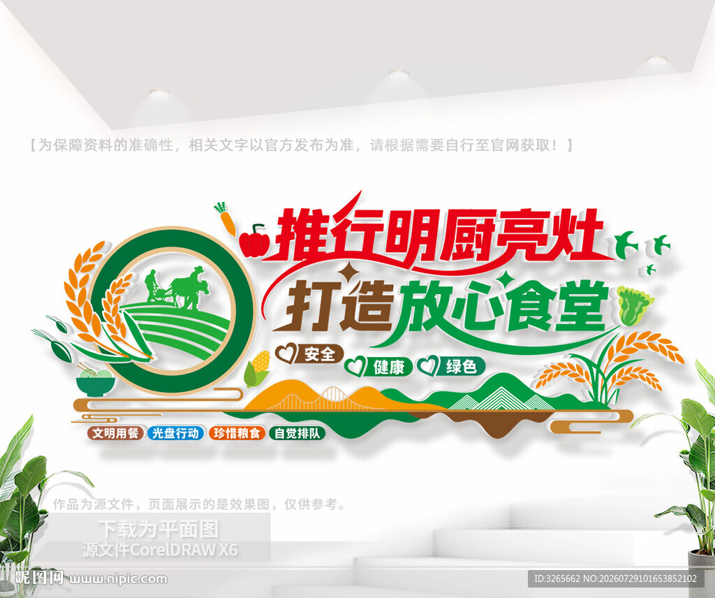 推行明厨亮灶打造放心食堂背景墙