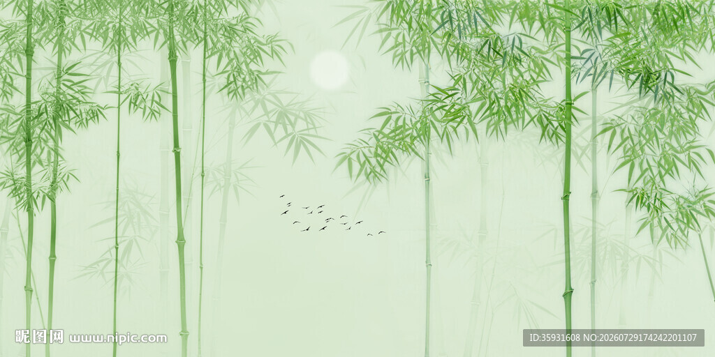 新中式水墨竹子背景墙
