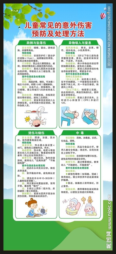 预防儿童意外伤害知识展架