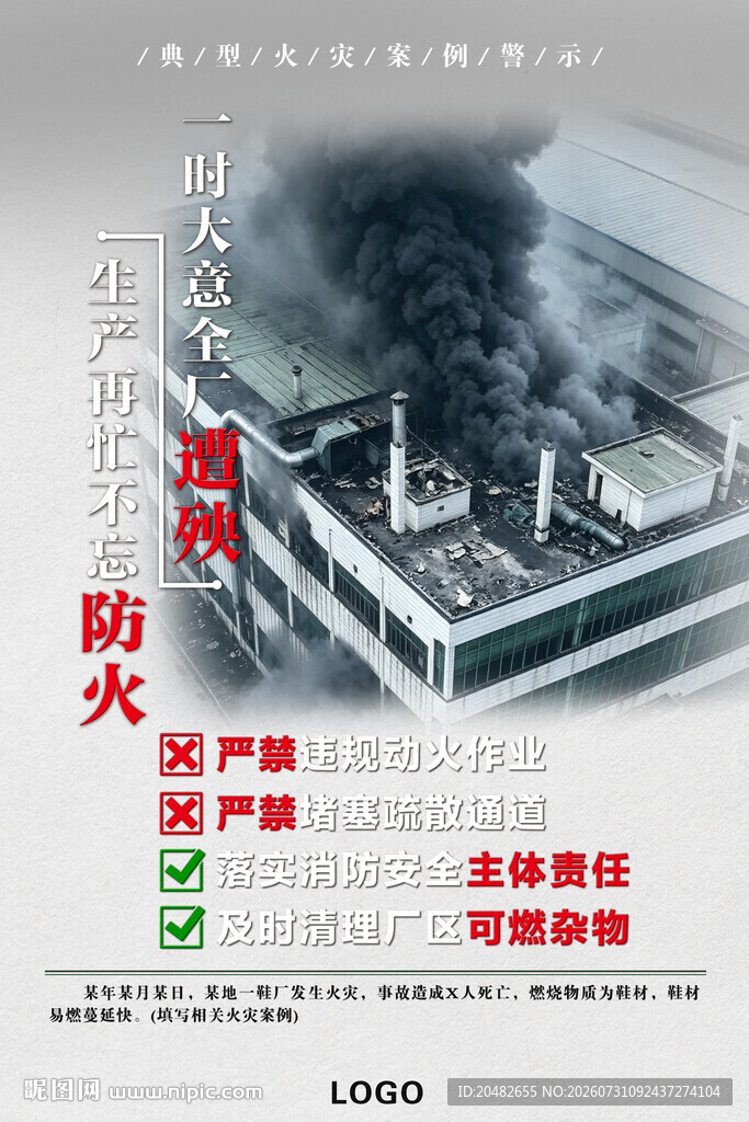 工厂企业火灾警示教育海报