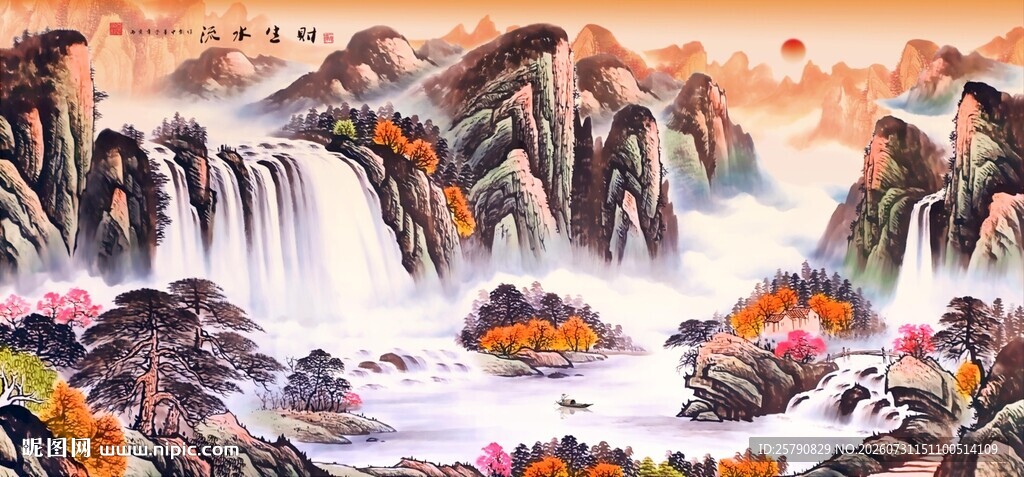 壮丽山水国画景观