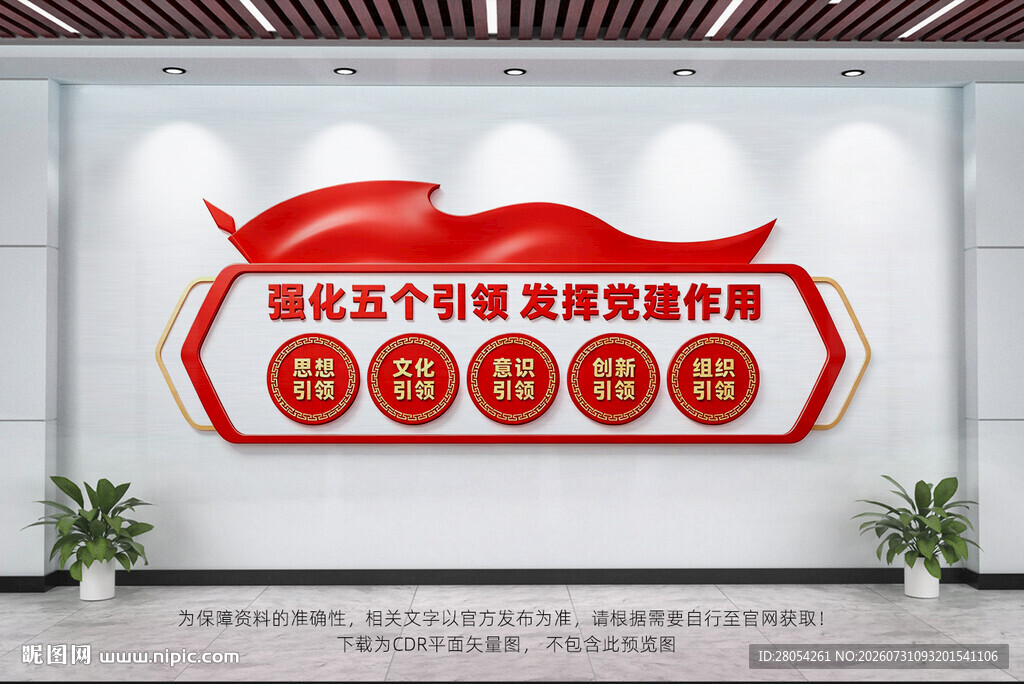 五个引领党建文化墙