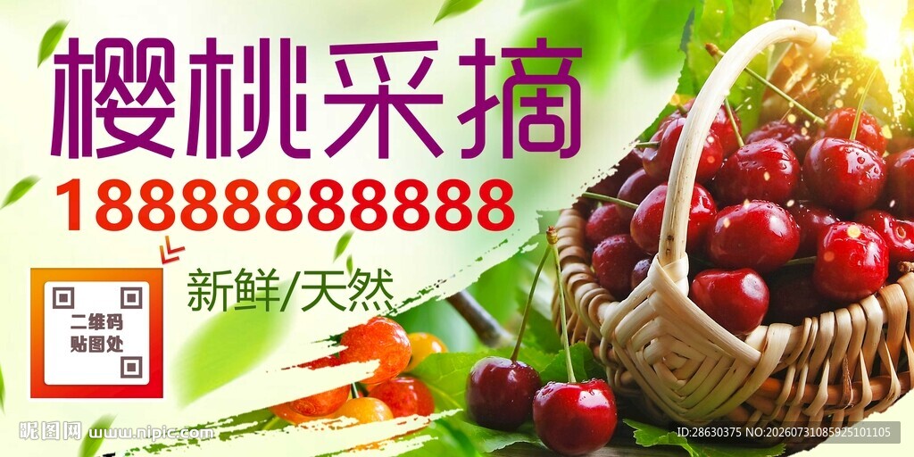 樱桃采摘活动海报尽享自然美味