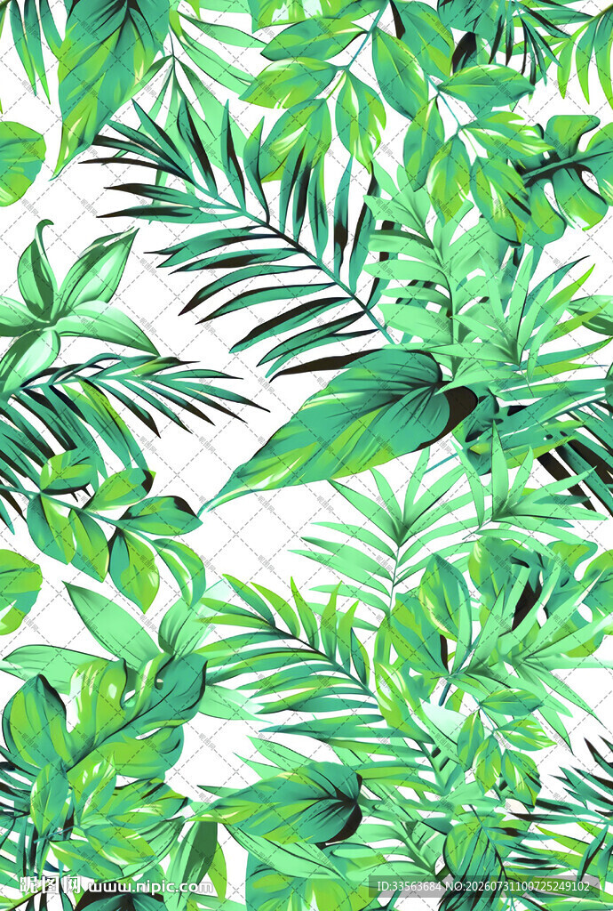 热带绿植叶片图案背景