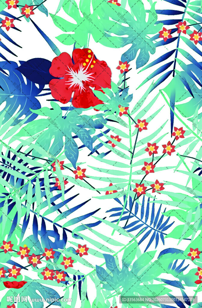 热带花卉植物图案背景