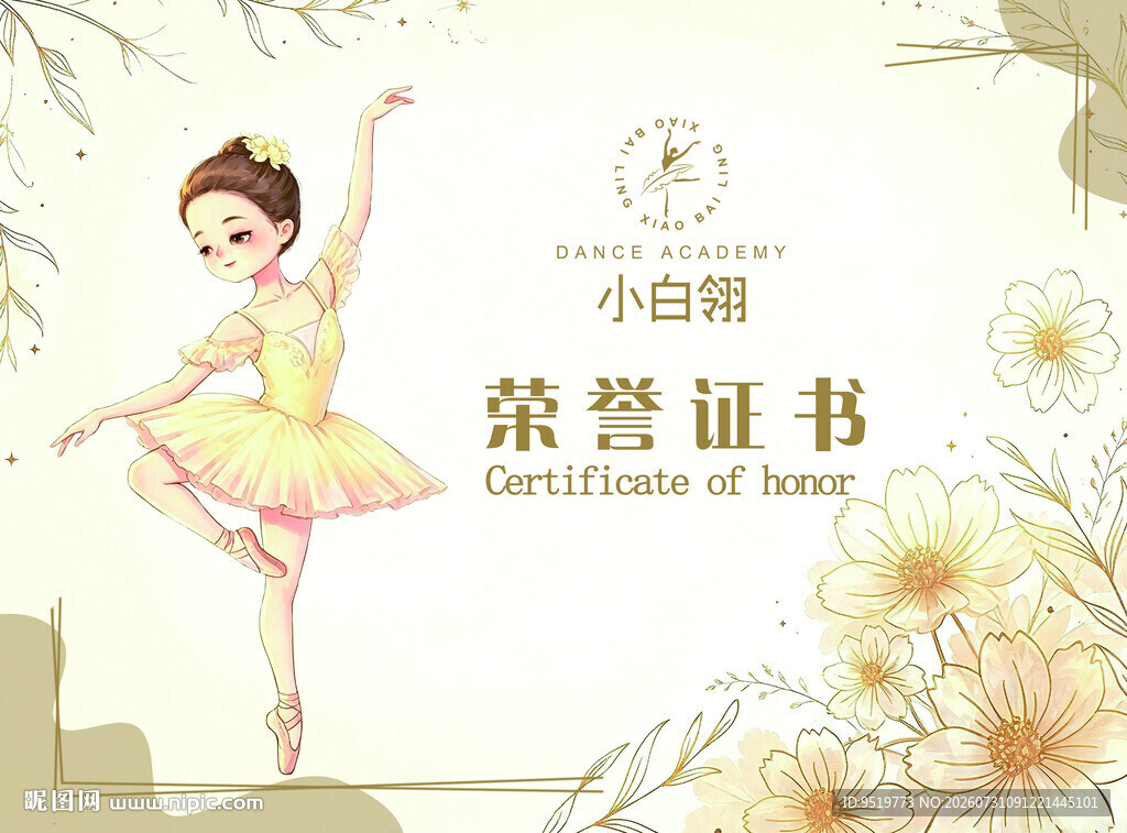 芭蕾女孩荣誉证书展示