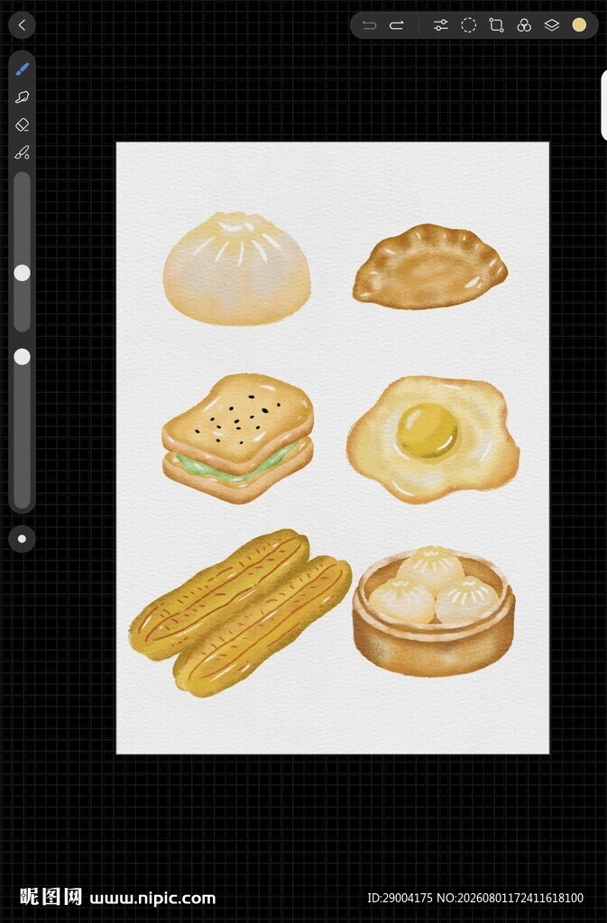 手绘美味多样烘焙食品