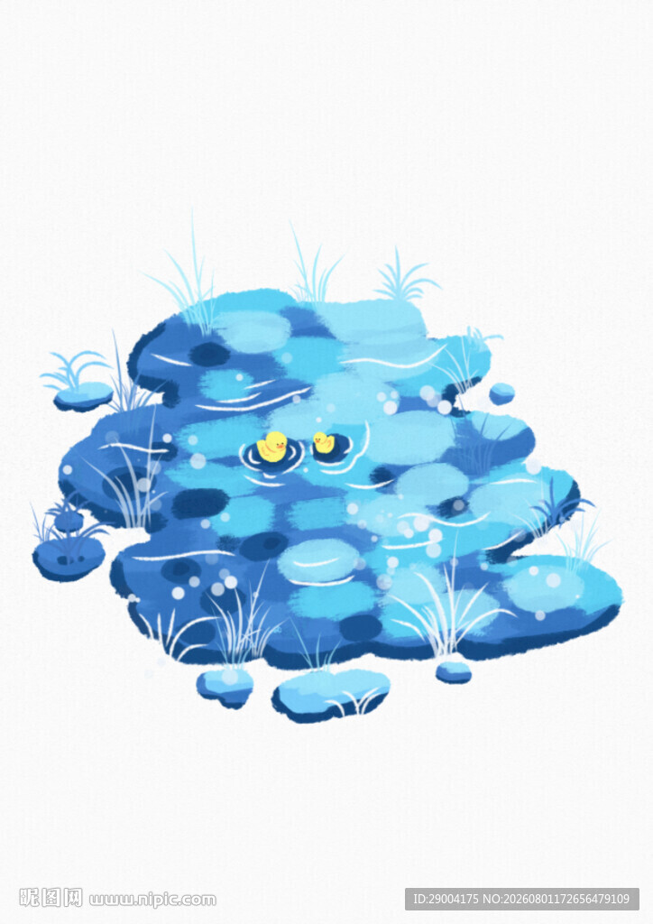 蓝色水坑中的黄色眼睛