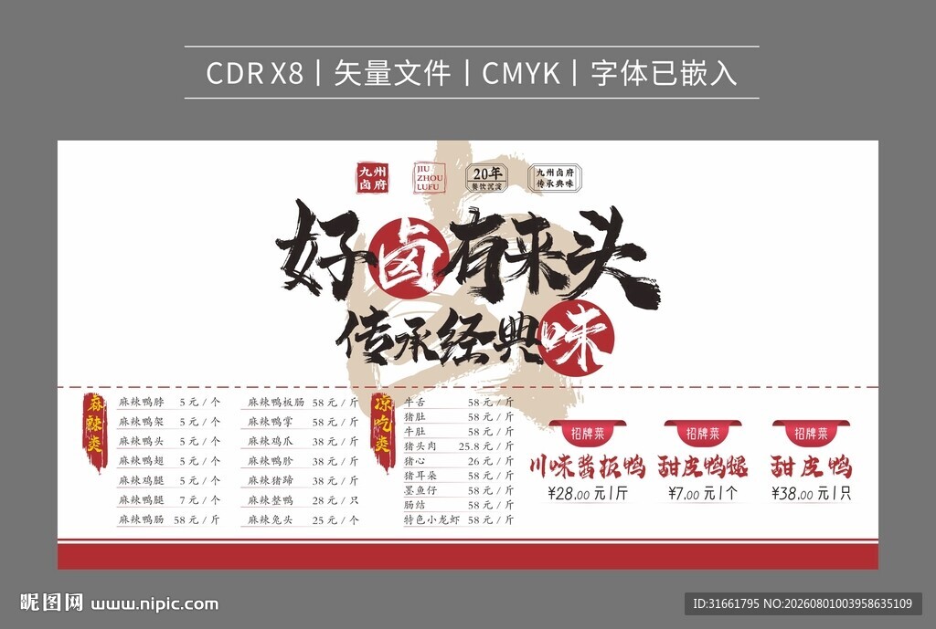 川味卤味菜单价目表海报