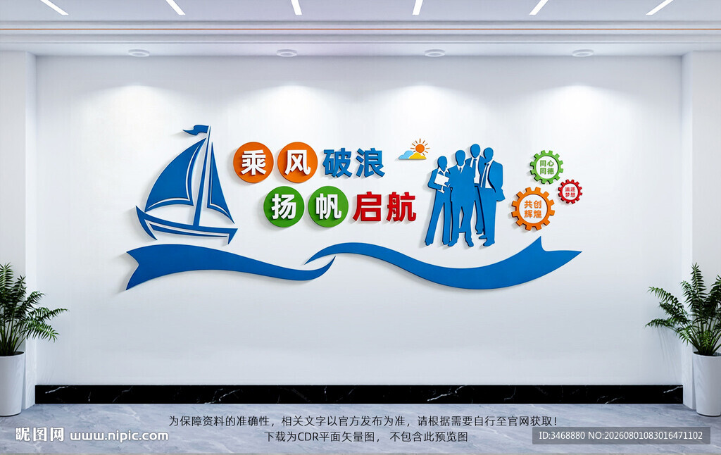 扬帆起航团队励志文化墙