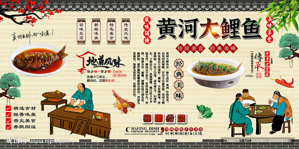 黄河大鲤鱼背景墙
