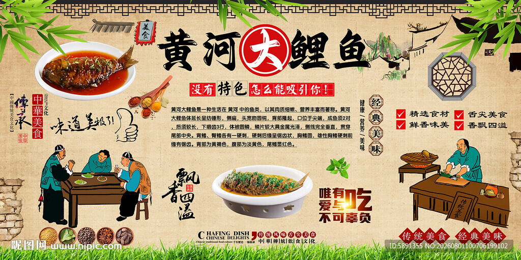 黄河大鲤鱼背景墙