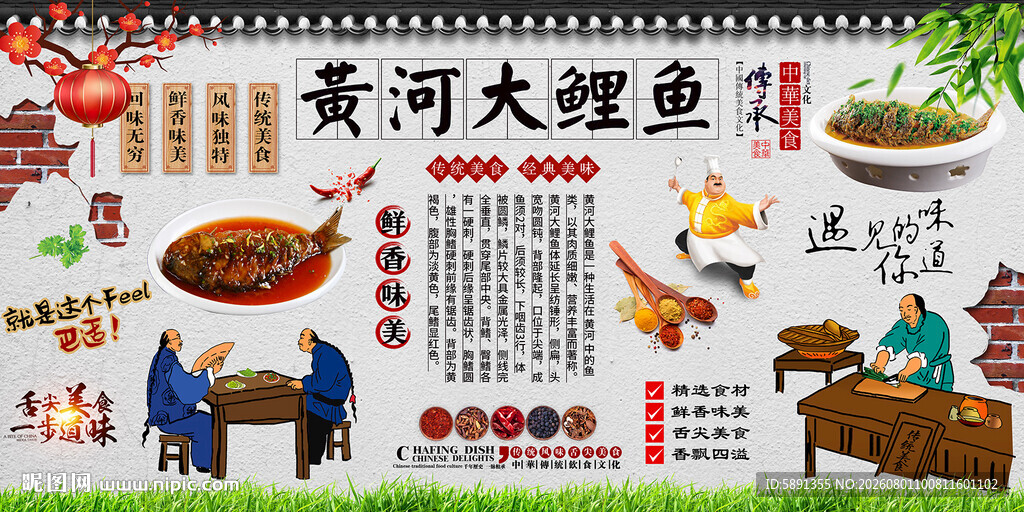 黄河大鲤鱼背景墙