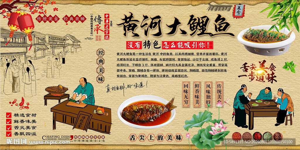 黄河大鲤鱼背景墙