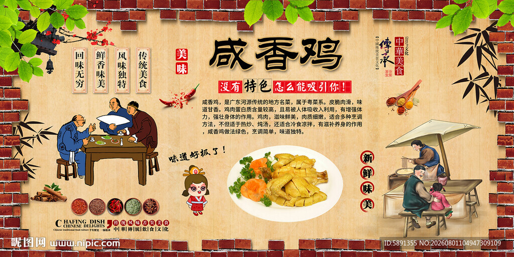 咸香鸡背景墙