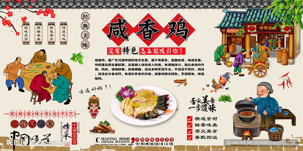 咸香鸡背景墙