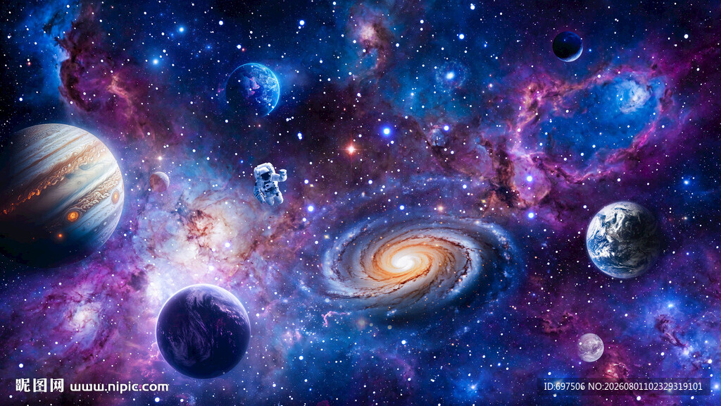太空漩涡宇航员银河宇宙星球背景
