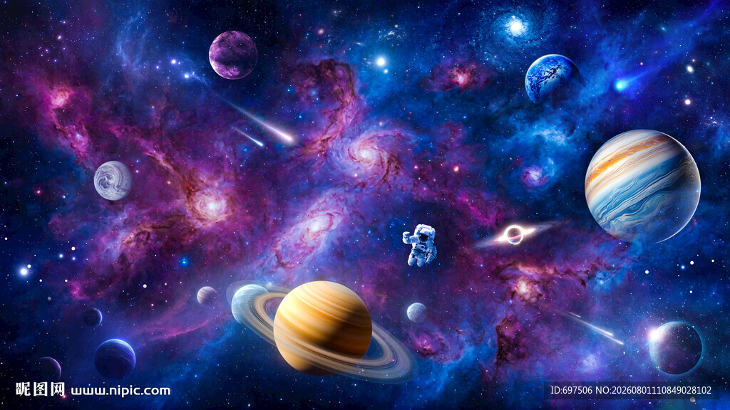 太空宇航员宇宙漩涡银河黑洞背景