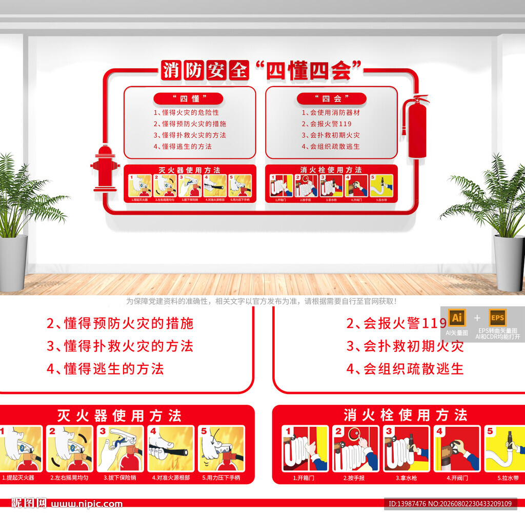 消防安全四懂四会文化墙