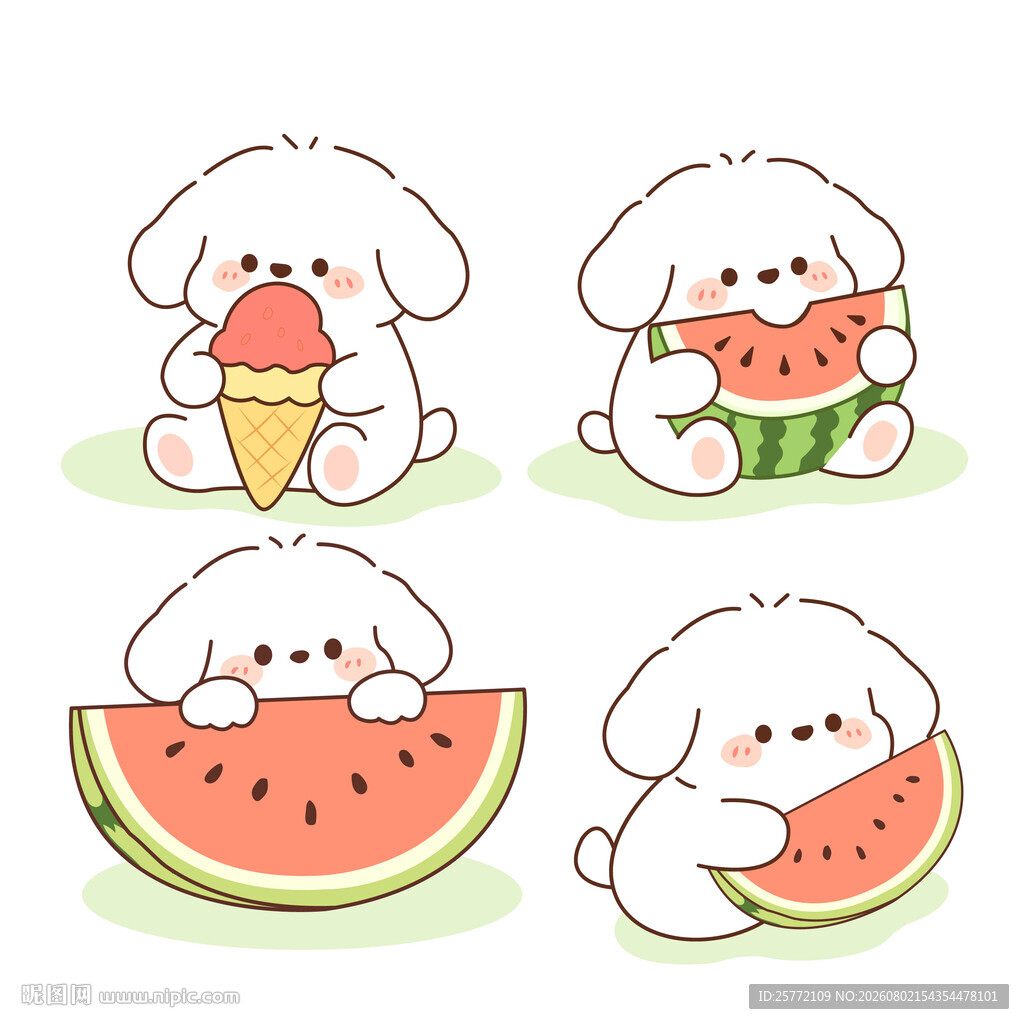 可爱吃西瓜的小狗