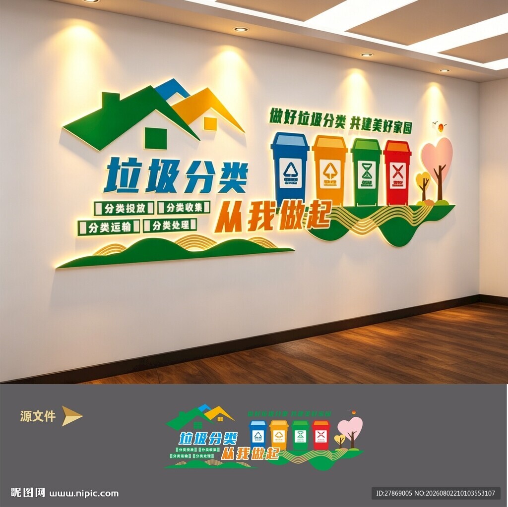 垃圾分类文化墙展板