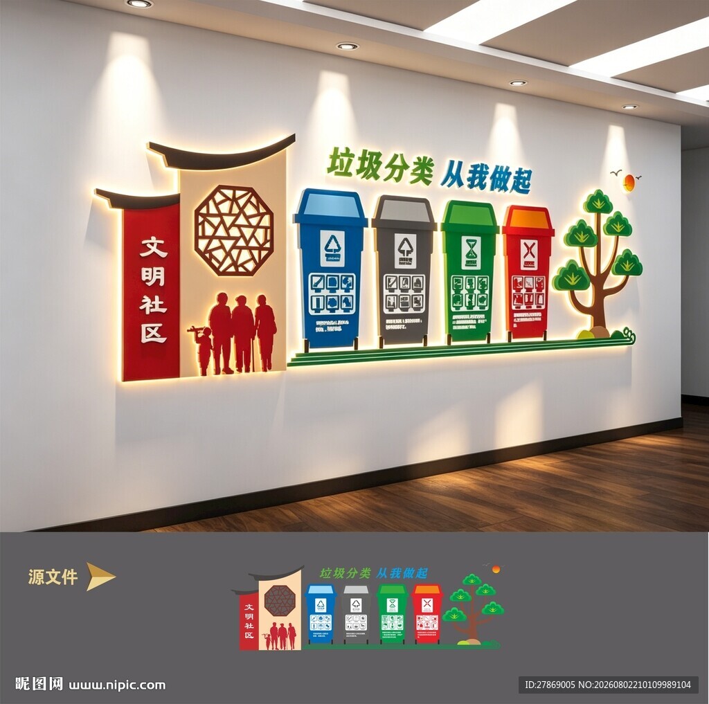 垃圾分类文化墙展板