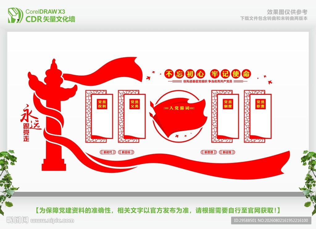 不忘初心党建文化墙