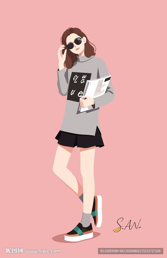 时尚女孩休闲穿搭展示