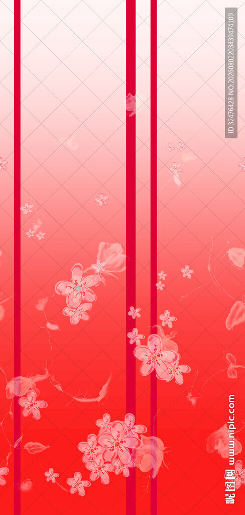 红色渐变樱花汉服