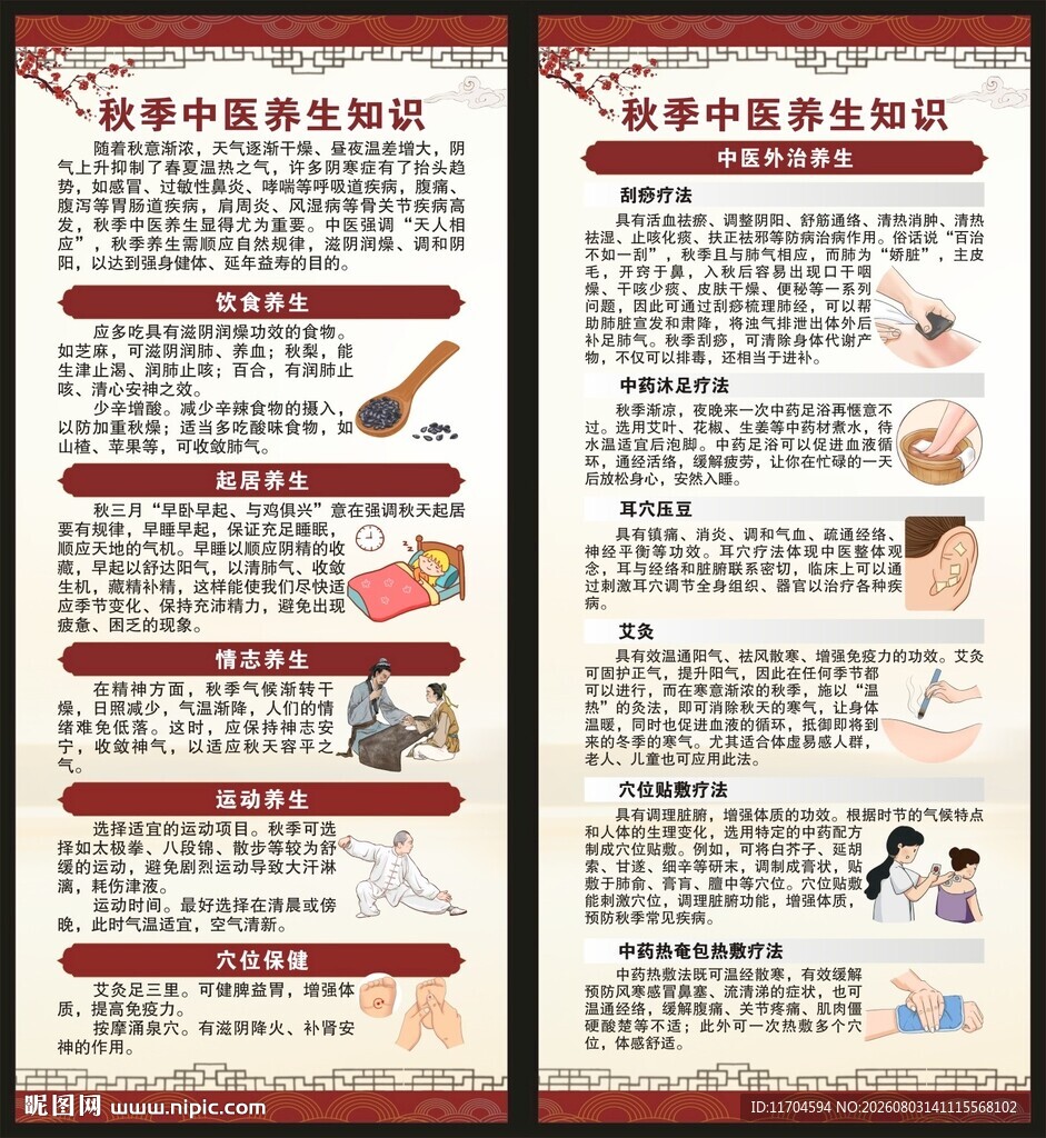 中医秋季养生知识展架