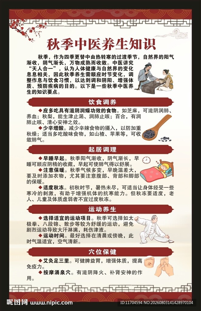 中医秋季养生知识海报