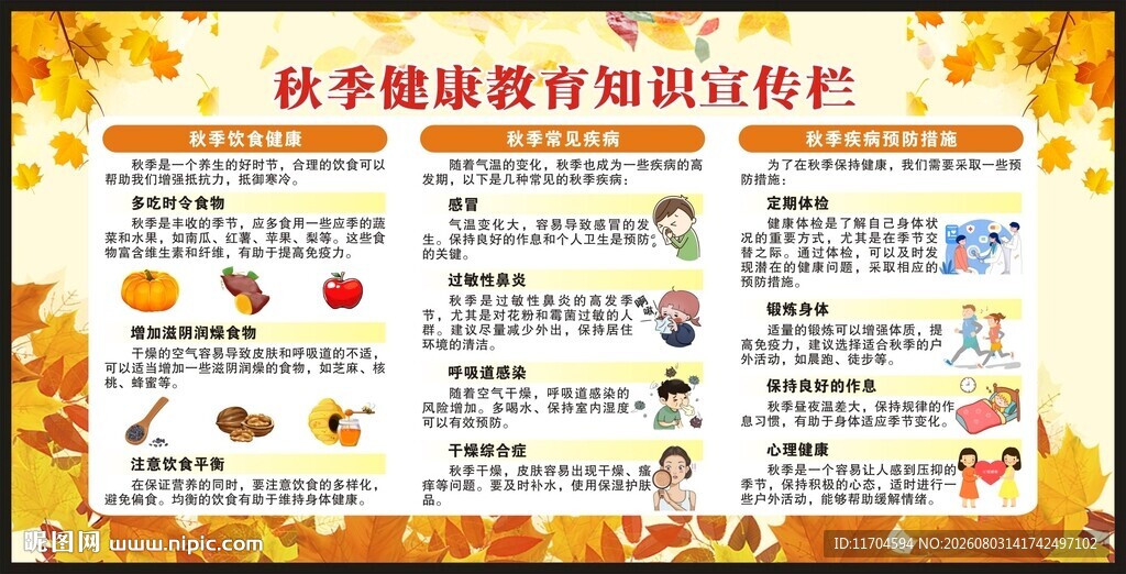 秋季健康教育知识宣传栏