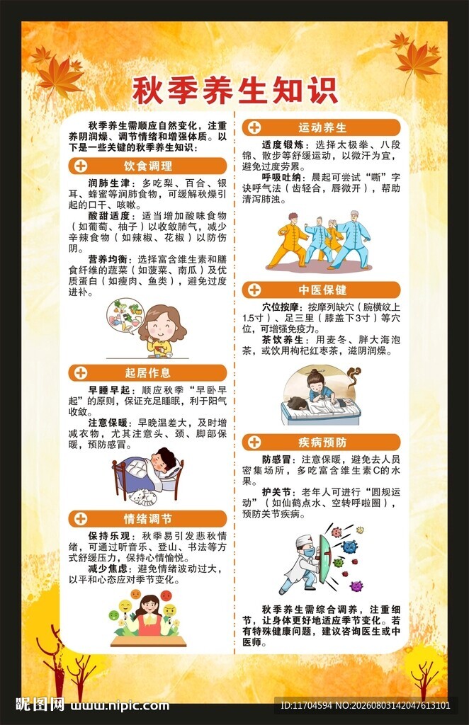 秋季养生知识海报