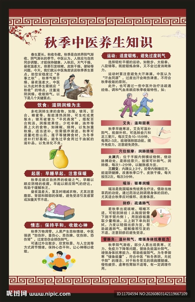 中医秋季养生知识海报