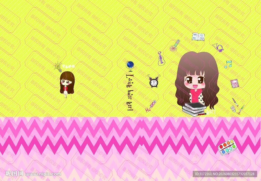 长发女孩 可爱小公主插画