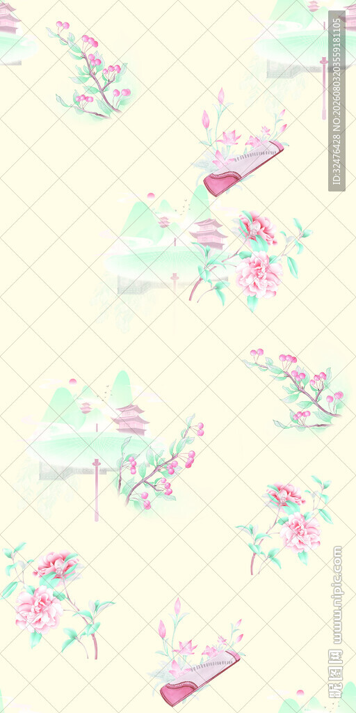 清新花卉图案背景图
