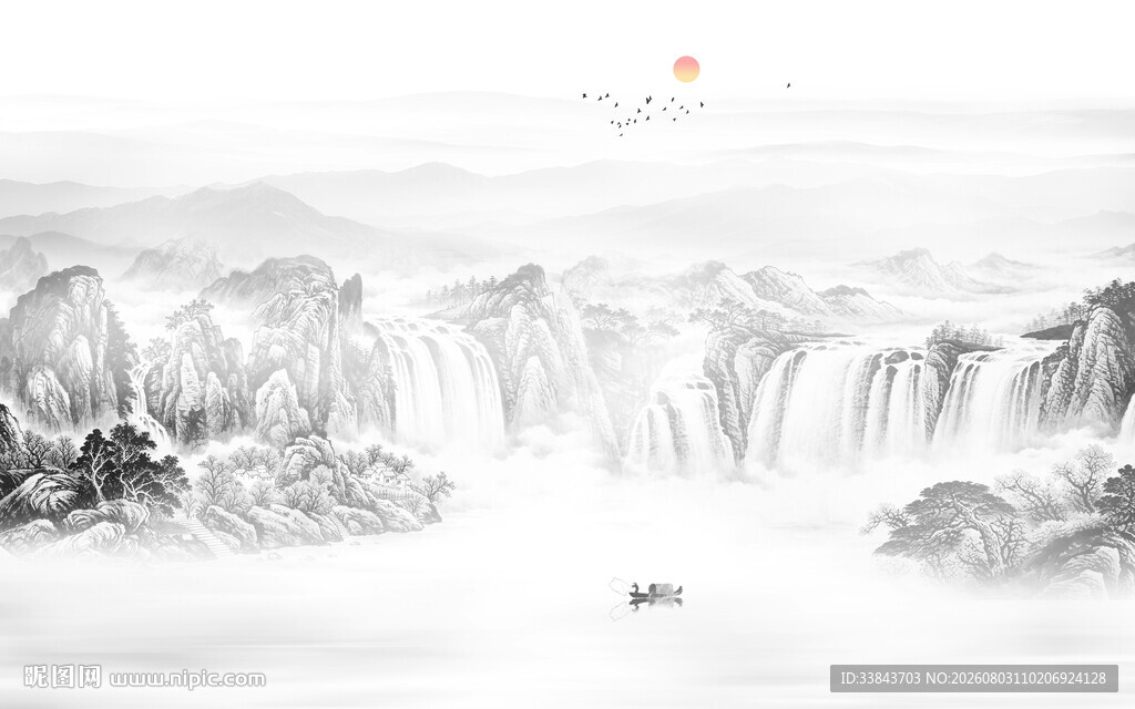 新中式水墨山水画
