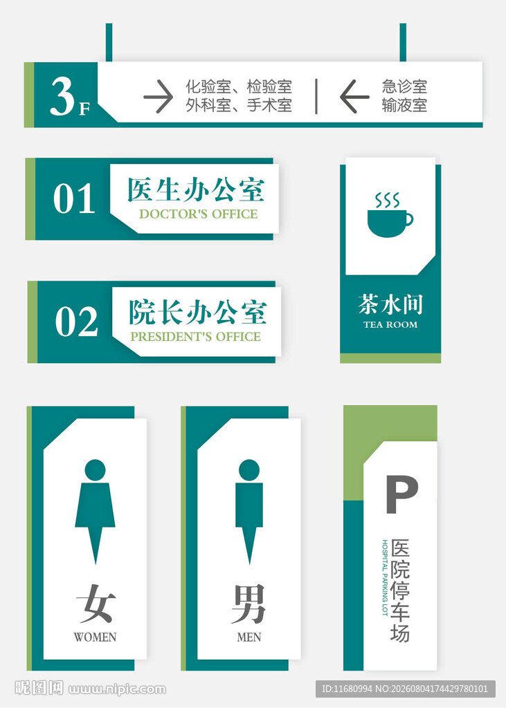 医院科室门牌导视系统矢量标识