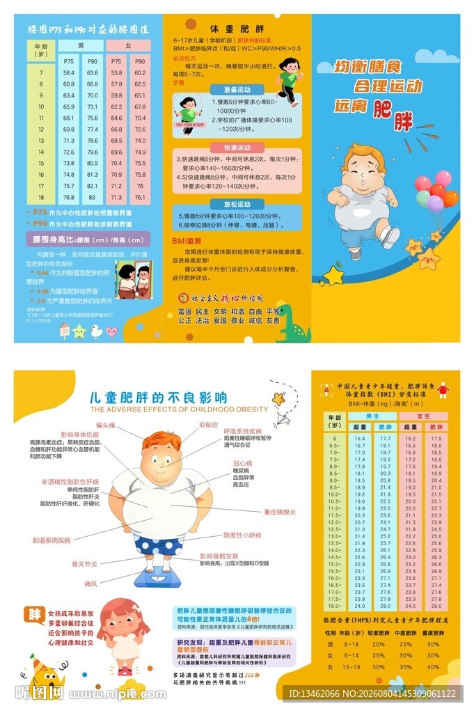 均衡营养合理运动远离肥胖三折页