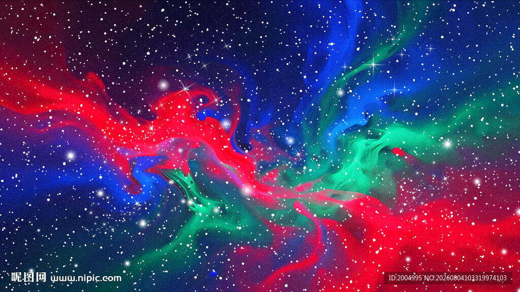 红绿蓝极光星空