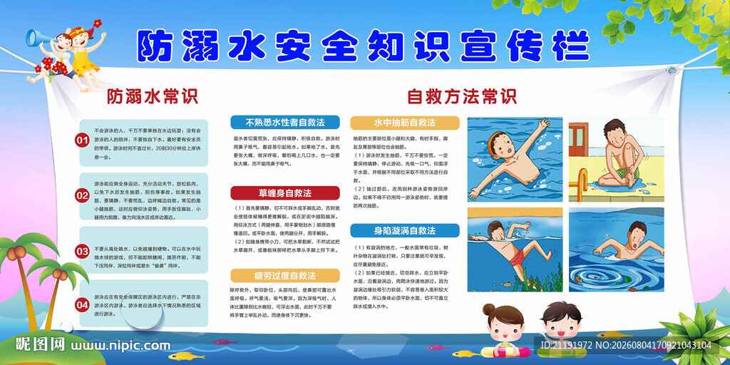 防溺水安全知识宣传栏