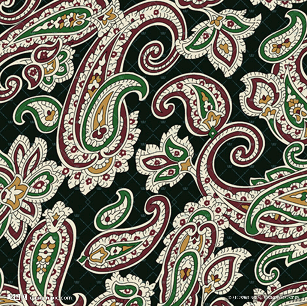 复古佩斯利花纹图案