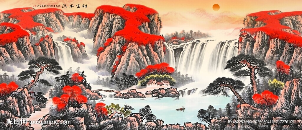 鸿运当头聚宝盆风水画