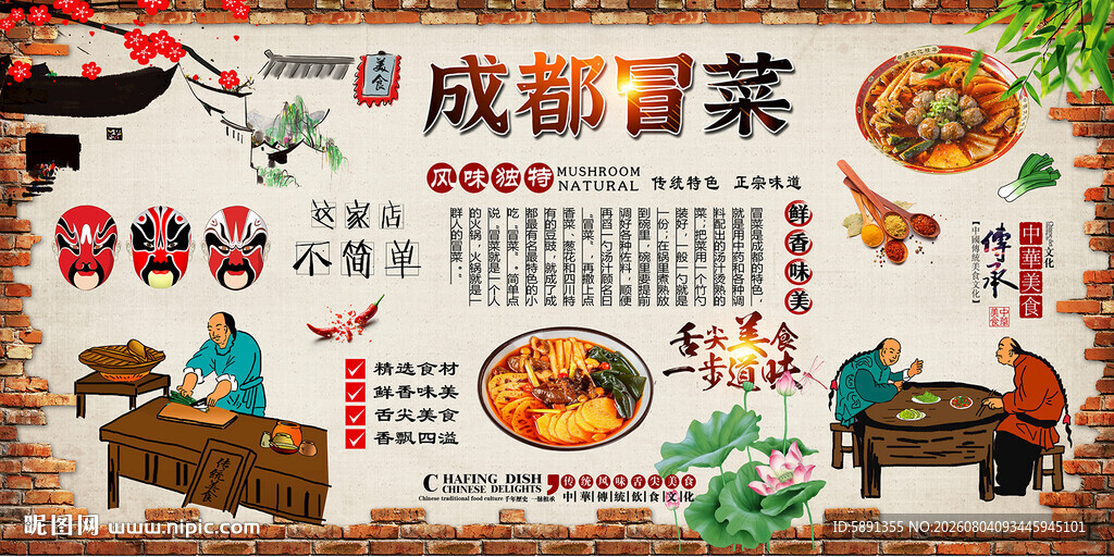 成都冒菜背景墙