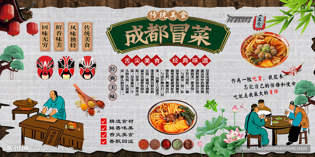 成都冒菜背景墙