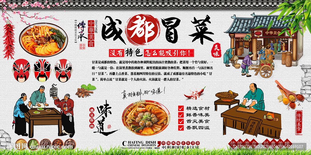 成都冒菜背景墙