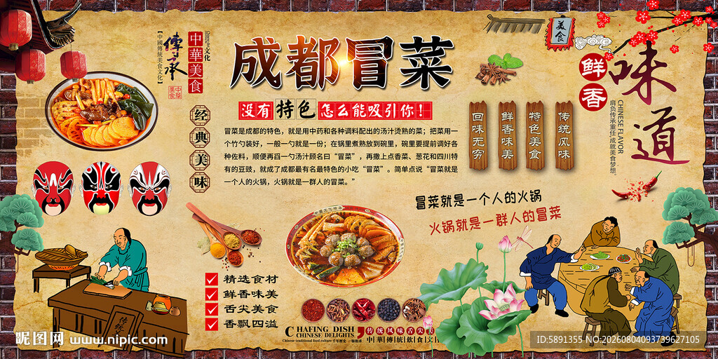 成都冒菜背景墙
