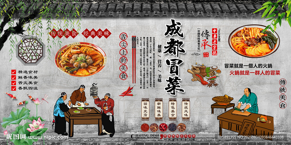 成都冒菜背景墙