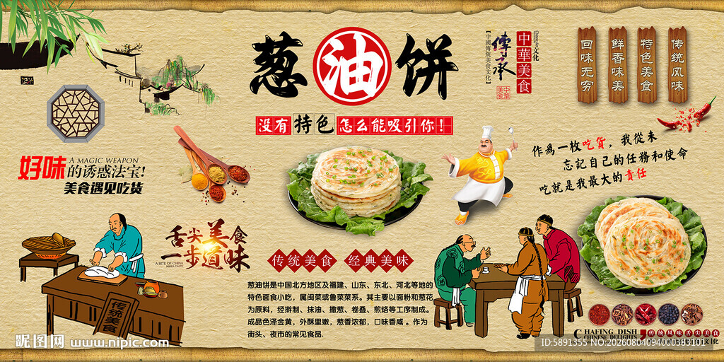 葱油饼背景墙